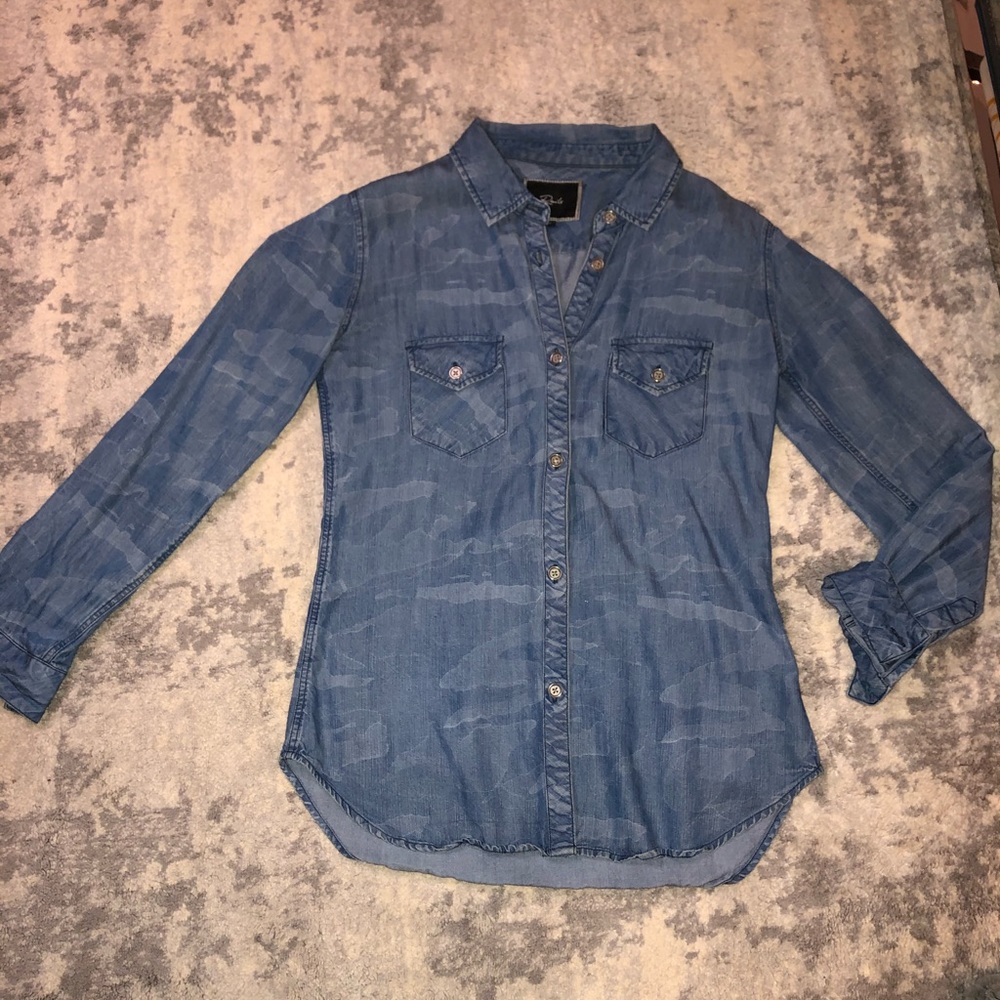 Rails Light Weight Denim Button Down Top - image 2